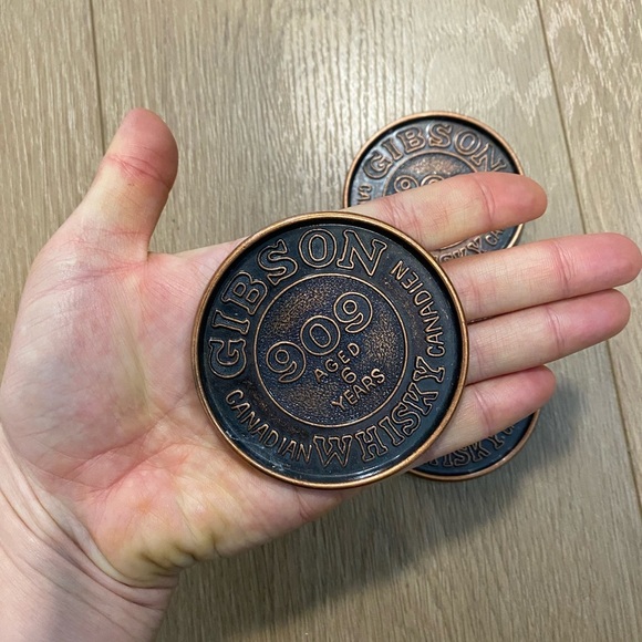 Vintage Rare Bronze Gibson Whisky Coasters Set - Picture 5 of 5